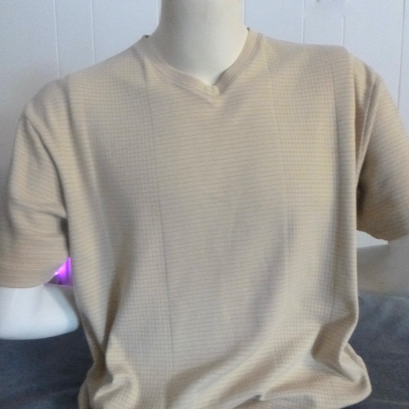 CLAIBORNE MENS BEIGE ON BEIGE SHORT SLEEVE SHIRT TOP XL - Picture 1 of 14